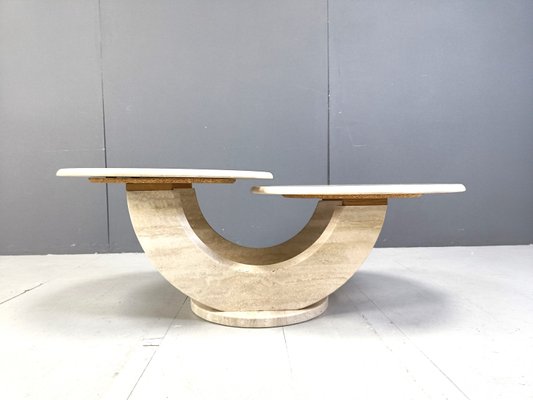 Vintage Two Tier Travertine Coffee Table, 1970s-IRH-2036793