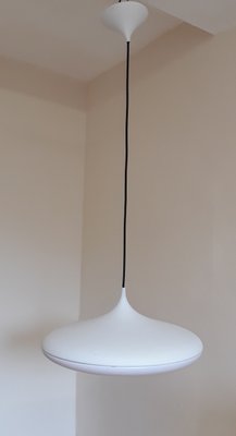 Vintage Ufo Ceiling Lamp in White Plastic with Black Fabric Cable from Phillips, 1990s-HOI-1389620