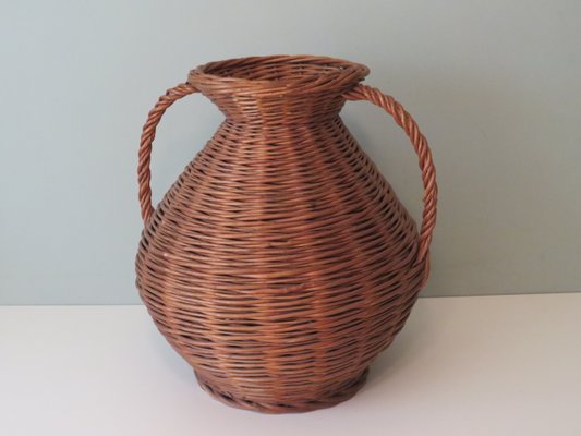 Vintage Vase in Wicker, France, 1960s-UKG-1377486