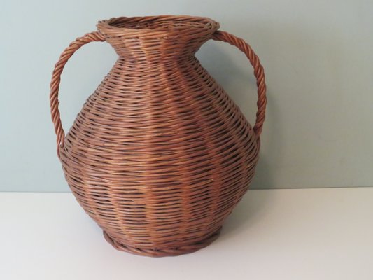 Vintage Vase in Wicker, France, 1960s-UKG-1377486