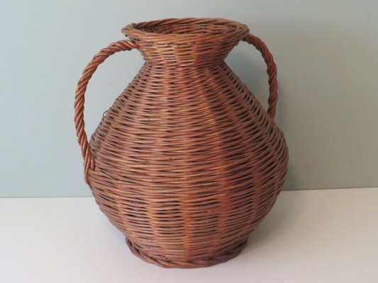 Vintage Vase in Wicker, France, 1960s-UKG-1377486