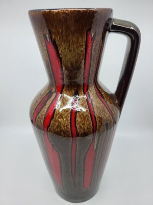 Vintage Vase Model 407 in Brown and Red Ceramic from Scheurich Keramik, Germany, 1960s-QCI-2023413