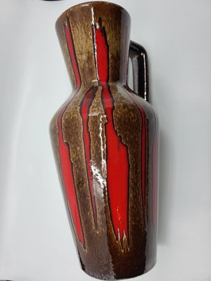 Vintage Vase Model 407 in Brown and Red Ceramic from Scheurich Keramik, Germany, 1960s-QCI-2023413