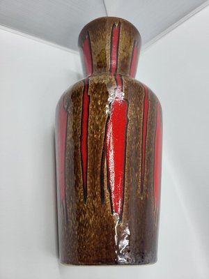 Vintage Vase Model 407 in Brown and Red Ceramic from Scheurich Keramik, Germany, 1960s-QCI-2023413