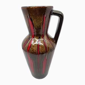 Vintage Vase Model 407 in Brown and Red Ceramic from Scheurich Keramik, Germany, 1960s-QCI-2023413