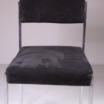 Vintage Velvet and Steel Chairs, 1980, Set of 4-VJY-2035532