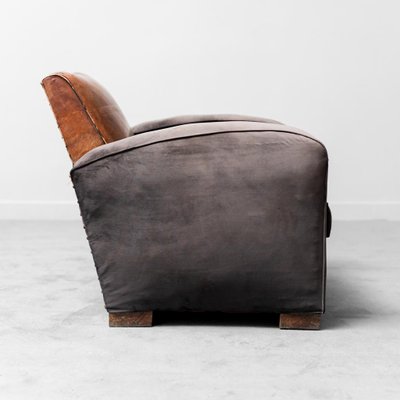 Vintage Velvet Club Cuoio Armchair, 1940s-ZLY-1359749