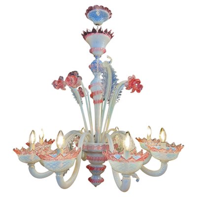 Vintage Venetian Light Blue and Pink Chandelier, 1950s-OVO-1764159