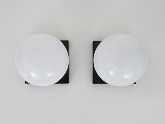 Vintage Vianne Series Black and White Wall Lights by Gascogne Lavardac, 1980s SET OF 2-MZP-2034958