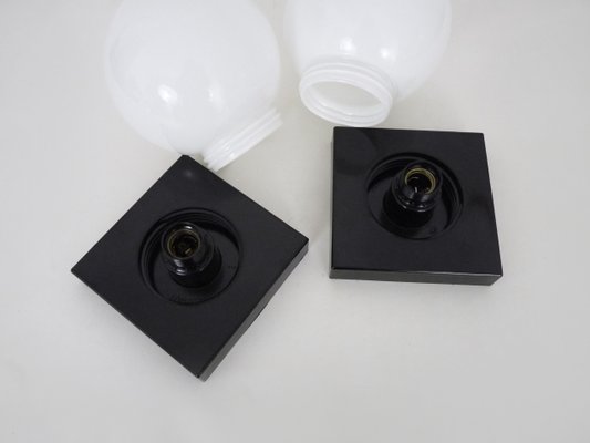 Vintage Vianne Series Black and White Wall Lights by Gascogne Lavardac, 1980s SET OF 2-MZP-2034958