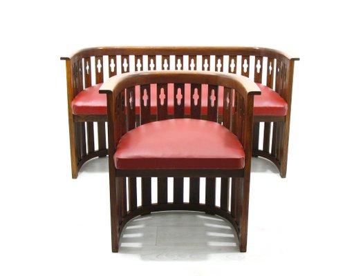 Vintage Viennese Oak Sofa and Armchair, Set of 2-WVA-743694