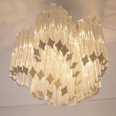 Vintage Vintage Murano Transparent Glass Coating Chandelier with Ottone Structure, Italy, 1990s-MPO-1722334