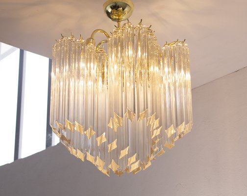 Vintage Vintage Murano Transparent Glass Coating Chandelier with Ottone Structure, Italy, 1990s-MPO-1722334