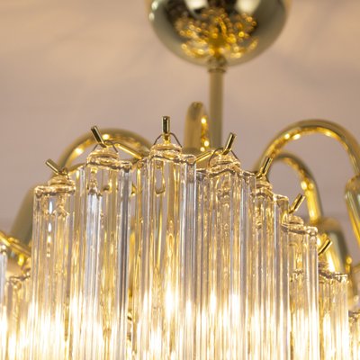 Vintage Vintage Murano Transparent Glass Coating Chandelier with Ottone Structure, Italy, 1990s-MPO-1722334