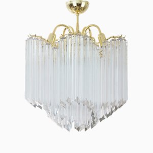 Vintage Vintage Murano Transparent Glass Coating Chandelier with Ottone Structure, Italy, 1990s-MPO-1722334