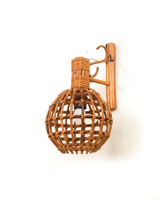 Vintage Wall Lamp in Rattan and Bamboo by Louis Sognot, 1960s-LYQ-1735715