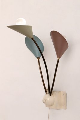 Vintage Wall Lamp with 3 Lights in Brass & Metal, Denmark, 1960s-EZZ-1818420