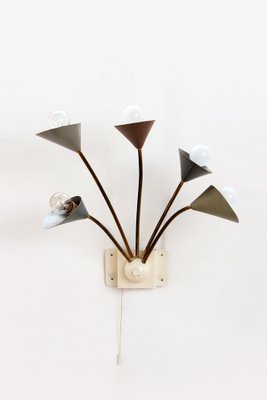 Vintage Wall Lamp with 5 Lights in Brass & Metal, Denmark, 1960s-EZZ-1818397