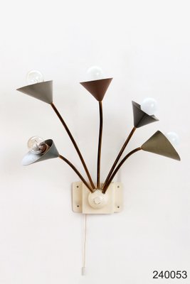 Vintage Wall Lamp with 5 Lights in Brass & Metal, Denmark, 1960s-EZZ-1818397