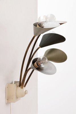 Vintage Wall Lamp with 5 Lights in Brass & Metal, Denmark, 1960s-EZZ-1818397