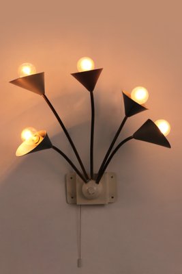 Vintage Wall Lamp with 5 Lights in Brass & Metal, Denmark, 1960s-EZZ-1818397