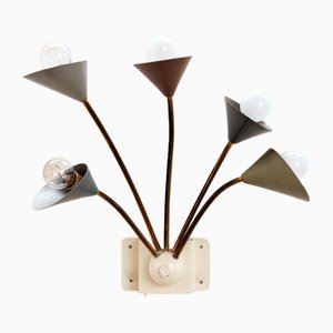 Vintage Wall Lamp with 5 Lights in Brass & Metal, Denmark, 1960s-EZZ-1818397