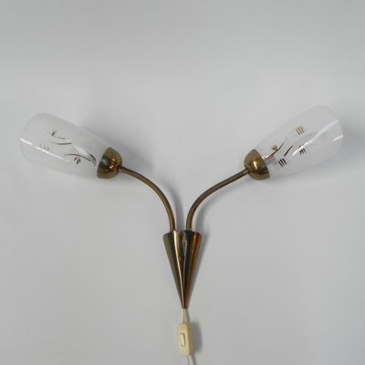 Vintage Wall Lamp with Tube Rods and 2 Glass Shades, 1950s-TL-1450001