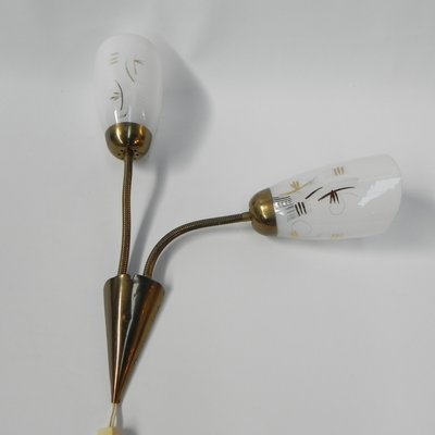 Vintage Wall Lamp with Tube Rods and 2 Glass Shades, 1950s-TL-1450001