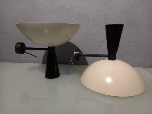 Vintage Wall Light in Black and White with Burnished Brass, 2000s-OHK-1739100