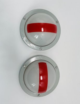 Vintage Wall Light in Grey Metal and Thick Glass, 1960s-OL-1812044