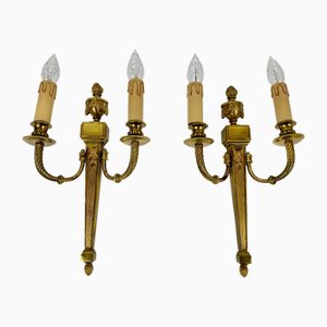 Vintage Wall Light Sconces in Gilt Bronze, France, 1930s, Set of 2-GYX-2018070