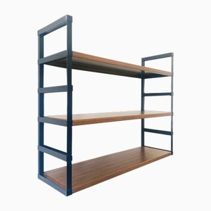 Vintage Wall Shelf in Black Steel & Teak-BMU-1807695