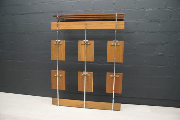 Vintage Walnut and Chrome Wall Rack, 1970s-KQB-582190