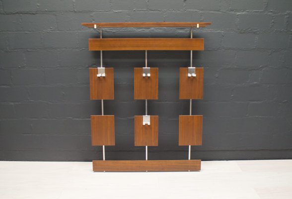 Vintage Walnut and Chrome Wall Rack, 1970s-KQB-582190