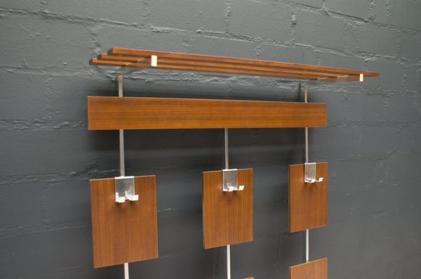 Vintage Walnut and Chrome Wall Rack, 1970s-KQB-582190