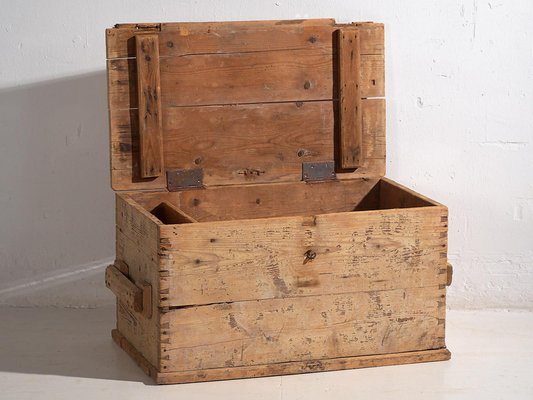 Vintage Washed Wood Trunk, 1920-ZNJ-2035292