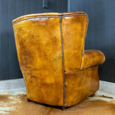 Vintage Weathered Brown Leather Armchair-IA-723333