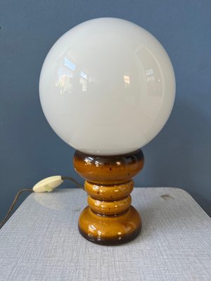 Vintage West German Ceramic Table Lamp in Dark Yellow Colour-ZBK-1345724