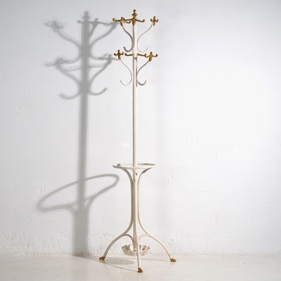 Vintage White and Gold Standing Coat Rack, 1920-ZNJ-2035291