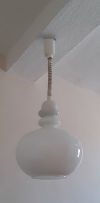 Vintage White and Opague Metal Painted Ceiling Lamp, 1970s-HOI-1364540