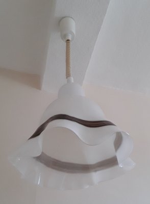 Vintage White Brown Ceiling Lamp, 1970s-HOI-1363472