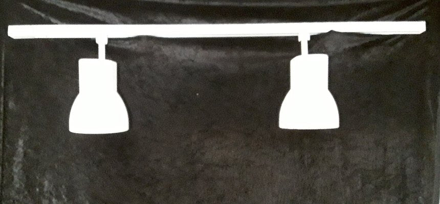 Vintage White Ceiling Lamp with 2 Adjustable Spotlights from Staff, 1970s-HOI-869111