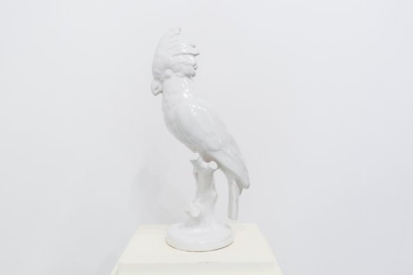 Vintage White Ceramic Parrot from Manises-UJE-665020