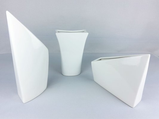 Vintage White Ceramic Vases, Set of 3-YBU-933258