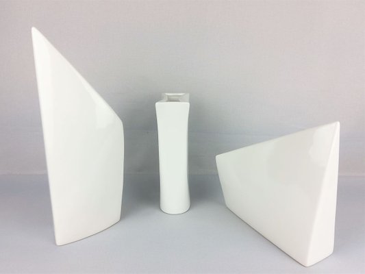 Vintage White Ceramic Vases, Set of 3-YBU-933258