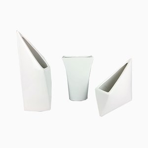 Vintage White Ceramic Vases, Set of 3-YBU-933258