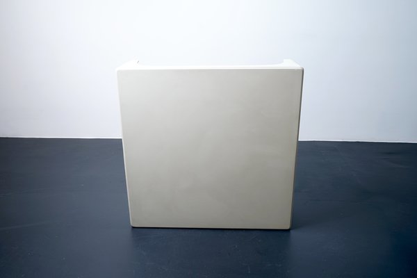 Vintage White Fiberglass Cubism Side Table, 1970s-CIP-1144112