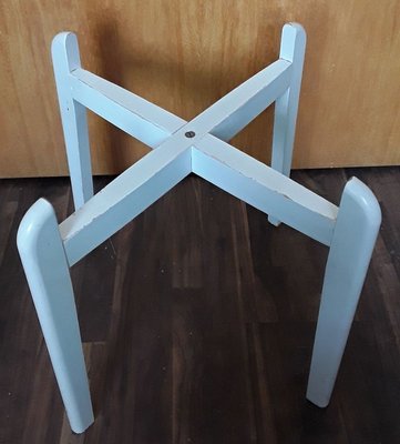 Vintage White Lacquered Beech Stool, 1970s-HOI-693514