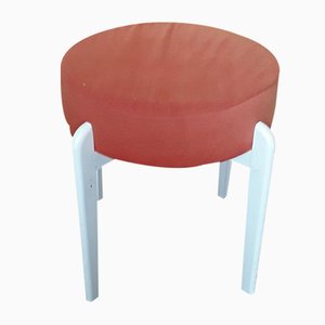 Vintage White Lacquered Beech Stool, 1970s-HOI-693514