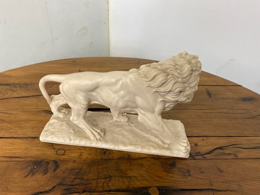 Vintage White Marble Resin Lion Sculpture, 1950s-DE-1790263